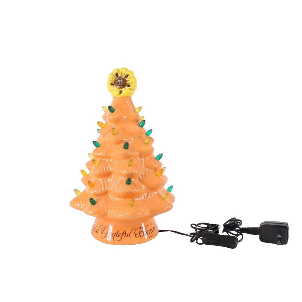 Mr Halloween Nostalgic Ceramic Harvest Tree Orange Green Lights Up 12" Tree